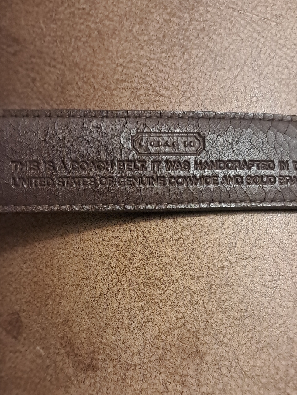 Coach Brown Cowhide Leather Logo-Stamped Belt with Solid Brass Buckle - Picture 9 of 9